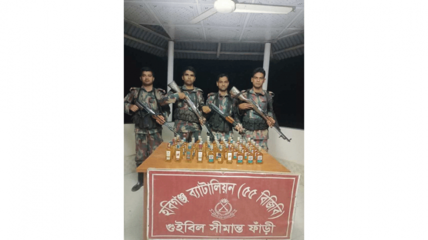 সীমান্তে ১৬৮ বোতল মদ উদ্ধার করেছে বিজিবি।।