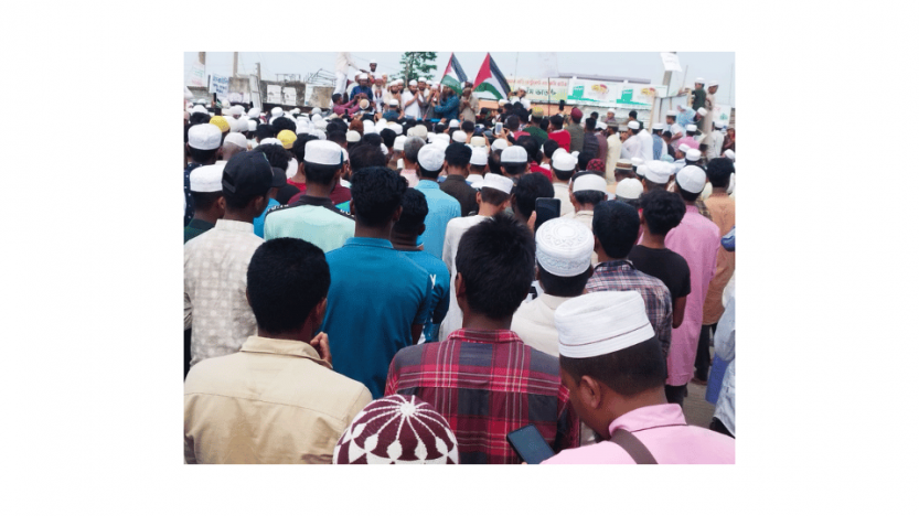ইসরাইলী আগ্রাসনের প্রতিবাদে সুনামগঞ্জের মদনপুর পয়েন্টে সমাবেশ
