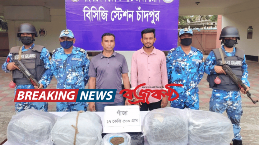 চাঁদপুরে কোস্টগার্ডের অভিযানে গাঁজাসহ  দুই মাদককারবারি আটক