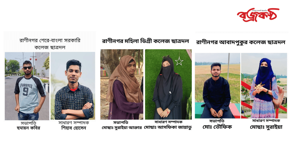 রাণীনগরে তিন কলেজ শাখা ছাত্রদলের কমিটি প্রকাশ