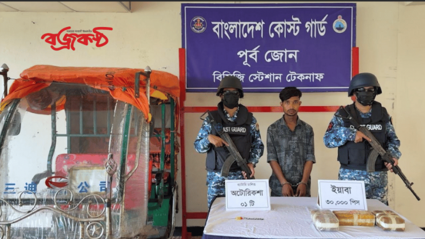 টেকনাফে ৩০ হাজার ইয়াবাসহ মাদক পাচারকারী আটক