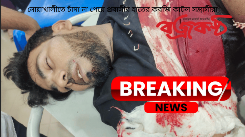 নোয়াখালীতে চাঁদা না পেয়ে প্রবাসীর হাতের কবজি কাটল সন্ত্রাসীরা