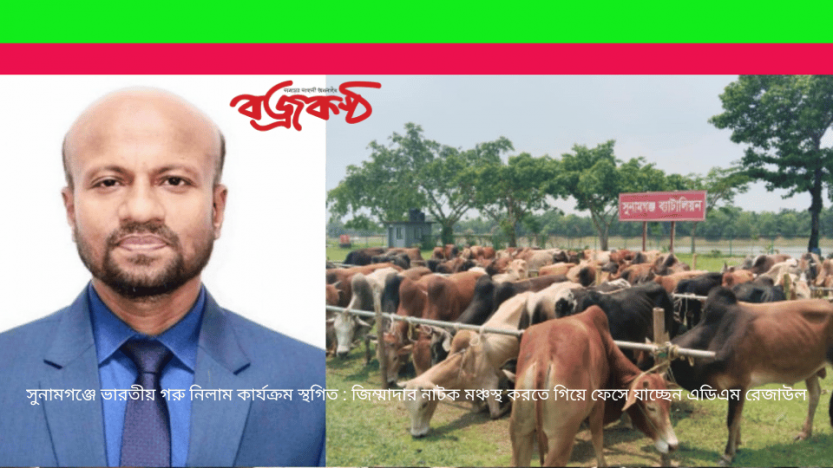 সুনামগঞ্জে ভারতীয় গরু নিলাম কার্যক্রম স্থগিত : জিম্মাদার নাটক মঞ্চস্থ করতে গিয়ে ফেসে যাচ্ছেন এডিএম রেজাউল