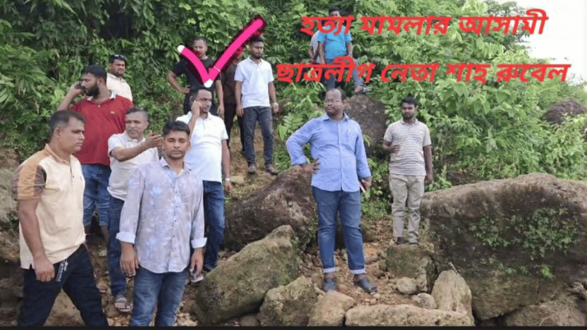 হত্যা মামলার পলাতক আসামীকে নিয়ে  সুনামগঞ্জের যাদুকাটা নদী বালি মহালের সীমানা নির্ধারণ করলেন তাহিরপুরের এসিল্যান্ড