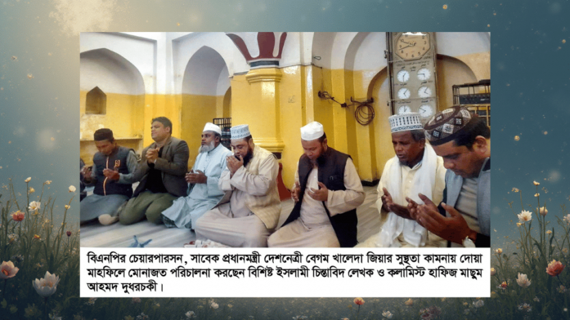 সিলেটে সাবেক প্রধানমন্ত্রী দেশনেত্রী বেগম খালেদা জিয়ার সুস্থতা কামনায় দোয়া মাহফিল অনুষ্ঠিত