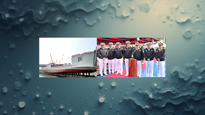 নৌবাহিনীর নিজস্ব প্রযুক্তিতে খুলনা শিপইয়ার্ডে   নির্মিত ল্যান্ডিং ক্রাফট ট্যাংক এর লঞ্চিং