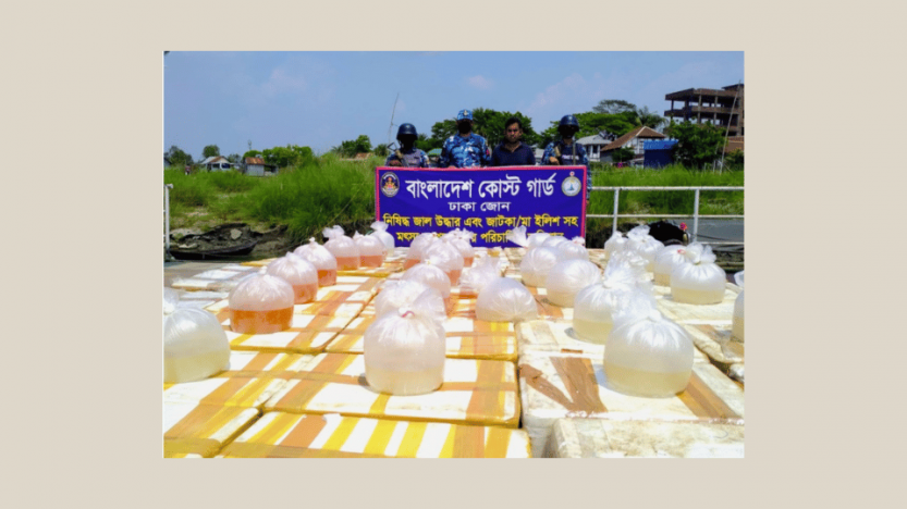 মুন্সিগঞ্জে কোস্টগার্ডের অভিযানে ৪ কোটি টাকার অবৈধ চিংড়ি রেনু জব্দ
