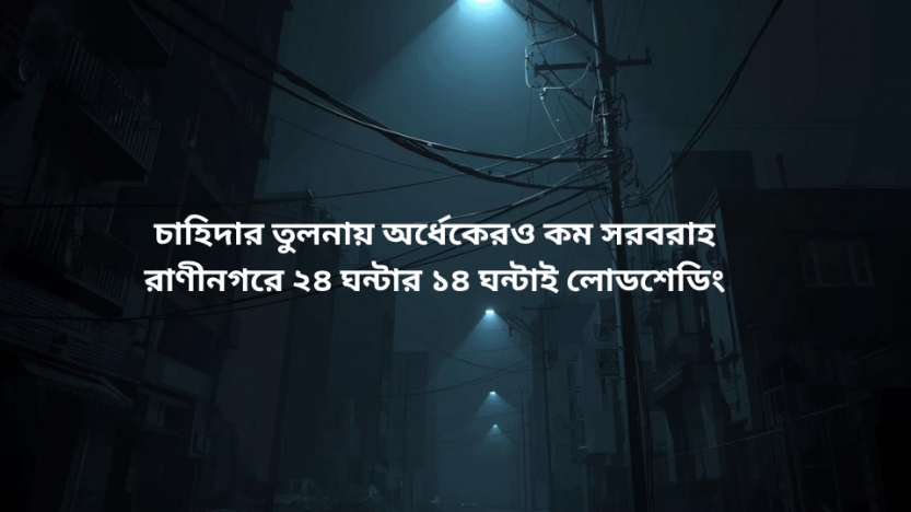 চাহিদার তুলনায় অর্ধেকেরও কম সরবরাহ  রাণীনগরে ২৪ ঘন্টার ১৪ ঘন্টাই লোডশেডিং