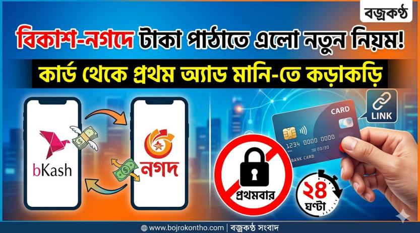 কার্ড থেকে বিকাশ-নগদে টাকা আনার নতুন নিয়ম, প্রথমবার লেনদেনে কড়াকড়ি