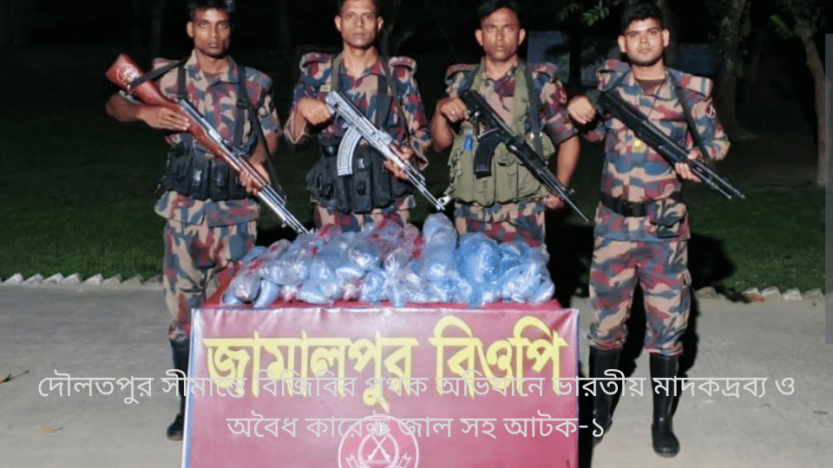 দৌলতপুর সীমান্তে বিজিবির পৃথক অভিযানে ভারতীয় মাদকদ্রব্য ও অবৈধ কারেন্ট জাল সহ আটক-১