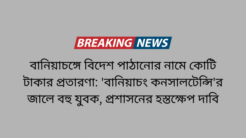 বানিয়াচঙ্গে বিদেশ পাঠানোর নামে কোটি টাকার প্রতারণা: ‘বানিয়াচং কনসালটেন্সি’র জালে বহু যুবক, প্রশাসনের হস্তক্ষেপ দাবি